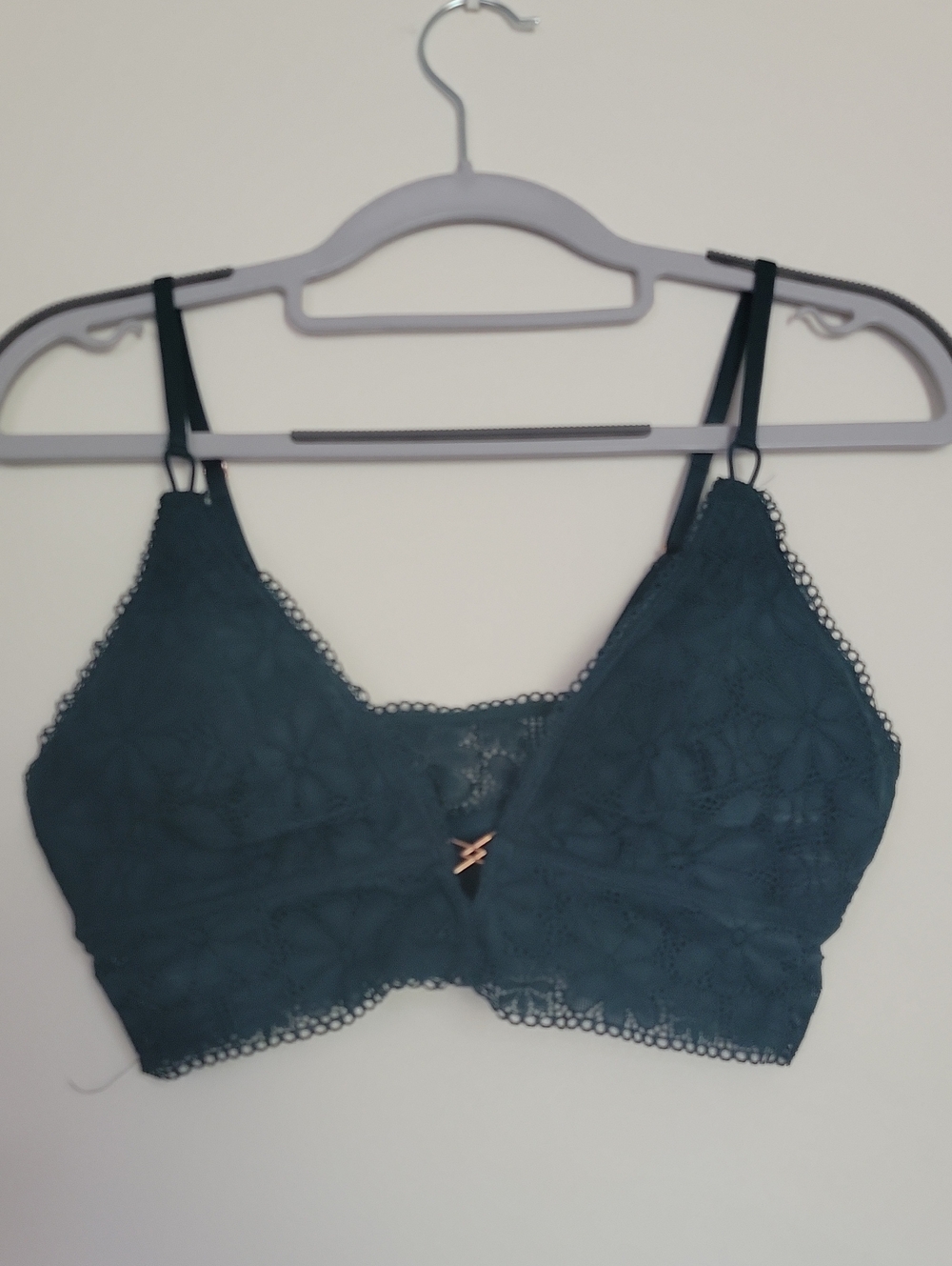 aerie Lace Bralette in Teal Blue with Rose Gold Accent